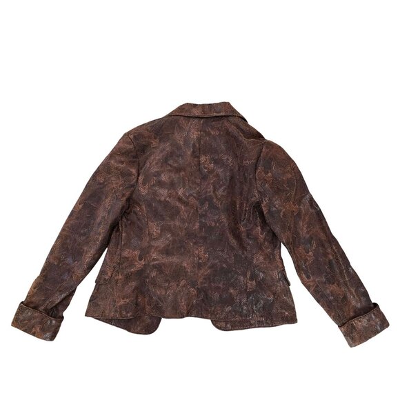 V Cristina Brown Faux Snakeskin Button-Up jacket fall Women size Medium - Picture 3 of 5